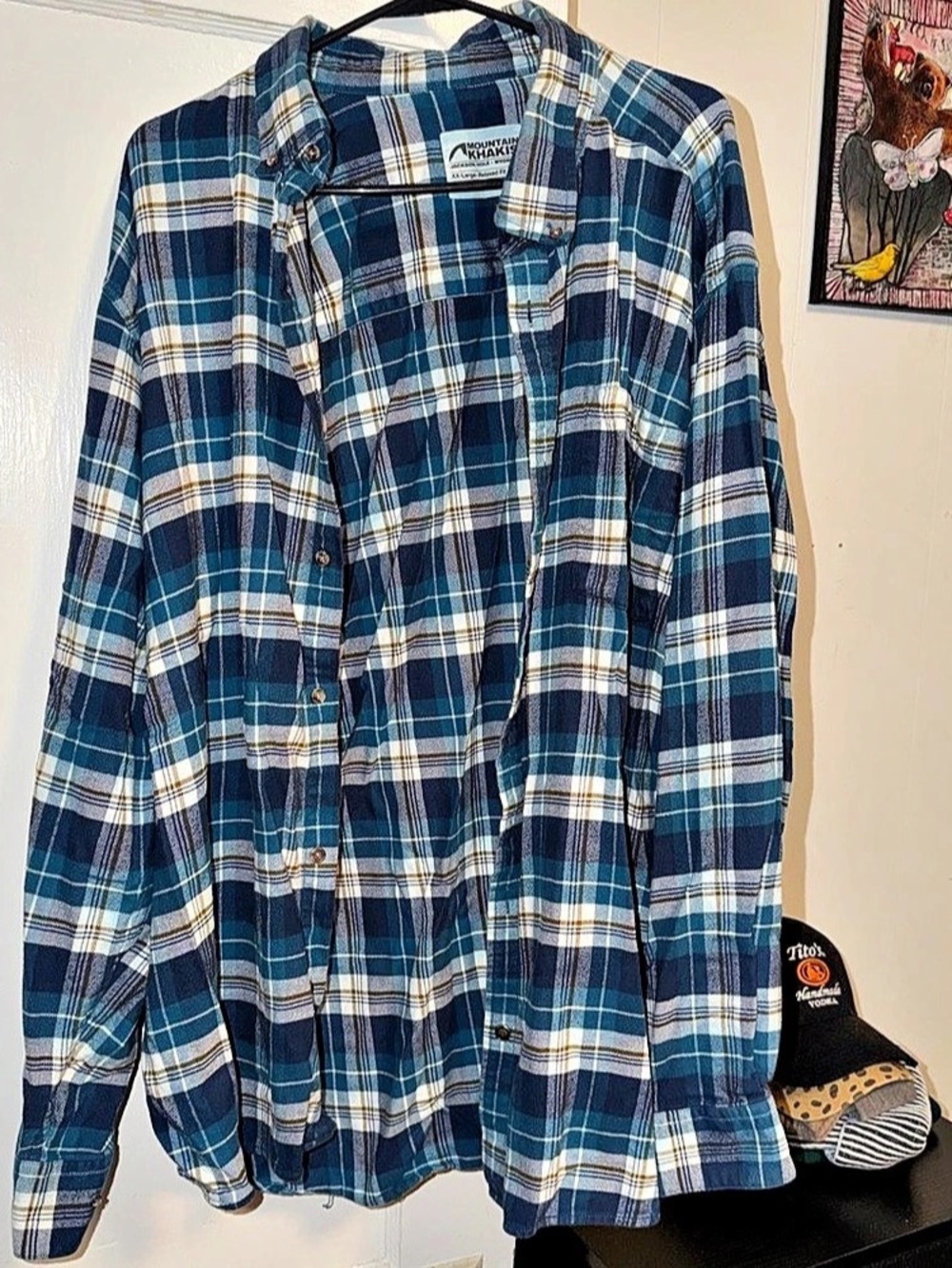 Mountain Khakis Plaid Casual Button Down in Blue & White XXL